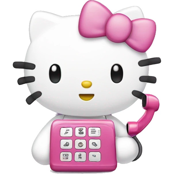 hello kitty with a phone emoji
