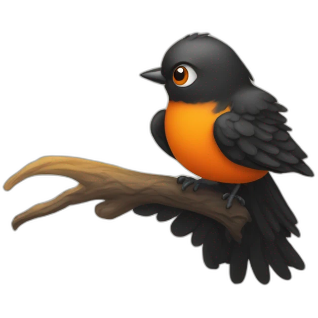 Gay anthropomorphic black and orange bird being problematic emoji