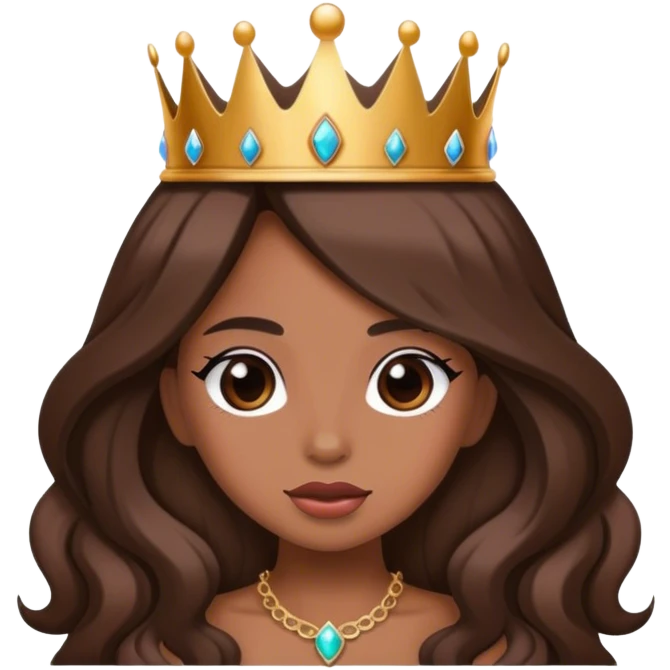Brown girl diva long hair with crown emoji