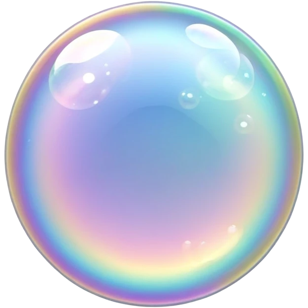 one large soap bubble with small bubbles around it emoji