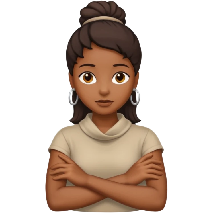 Black girl arms crossed around neck emoji
