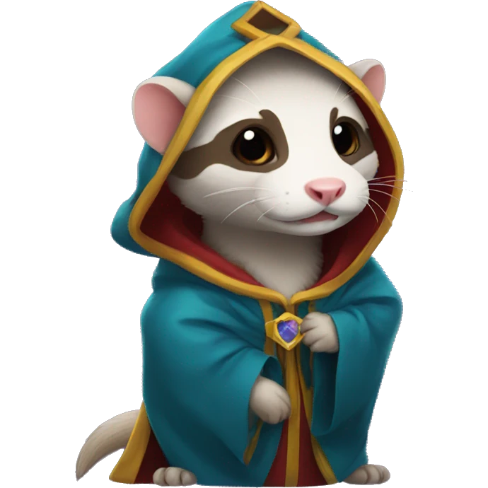 Ferret wearing a wizard cloak emoji