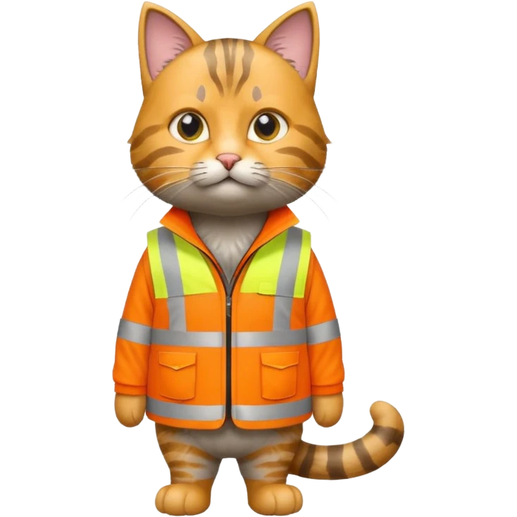 tabby cat in hi-vis clothing facing right emoji