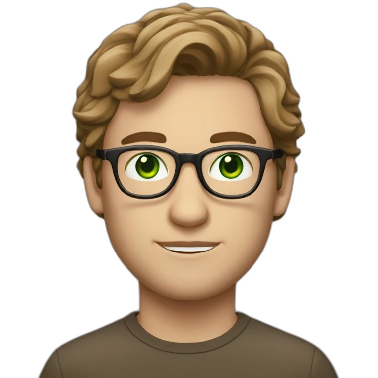 IT guy in round glasses with green eyes and brown hair emoji