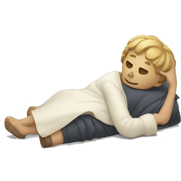 Hamlet laying down on the floor while slowly dying emoji