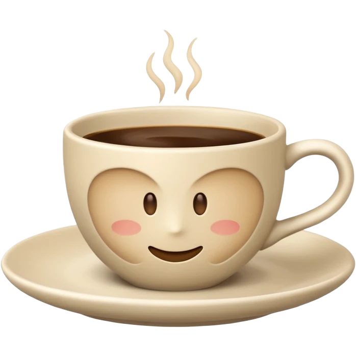 light beige strict coffee cup on saucer, minimalism, Apple emoji style, no text emoji