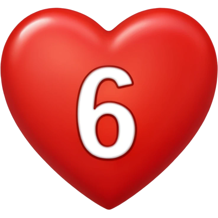 Red heart with 6 in it emoji