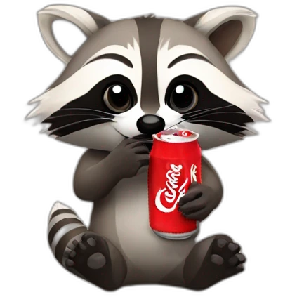Raccoon drinking coke emoji
