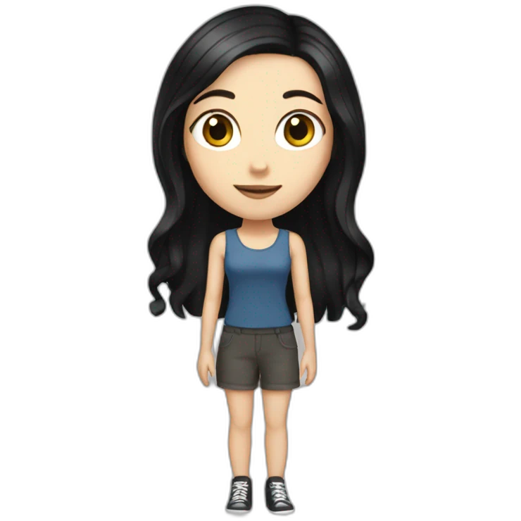 white girl with black hair, full body emoji