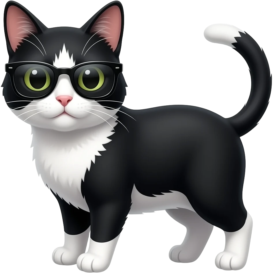 black with white cat with sunglass emoji