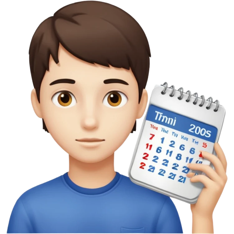 teenager looking through a calendar emoji