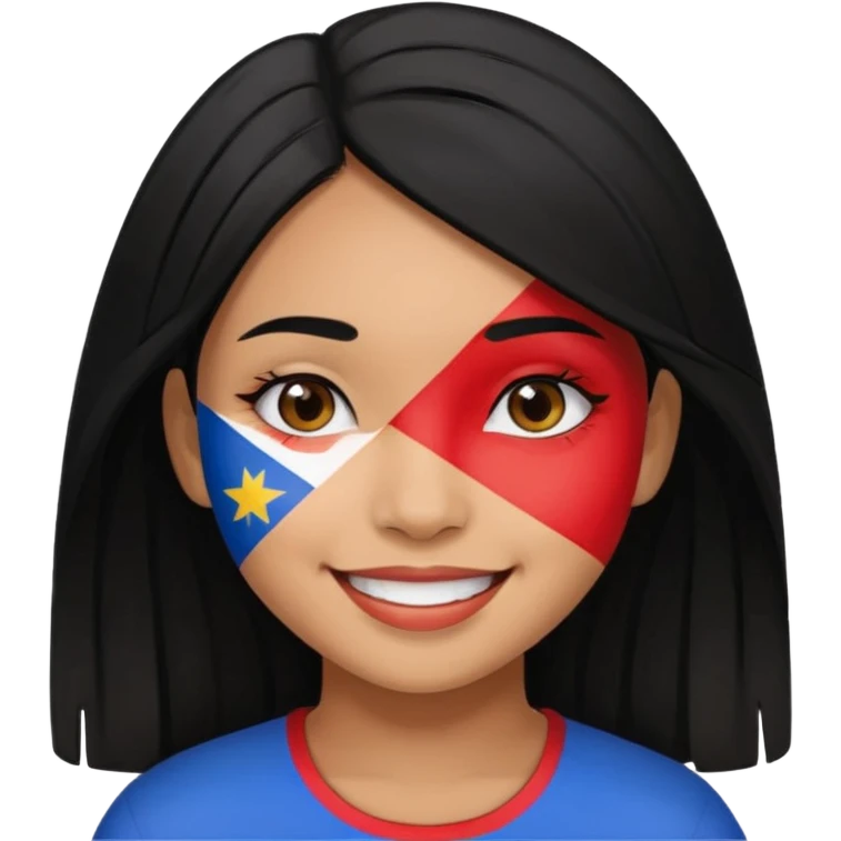girl with black hair smile with Filipino colors emoji