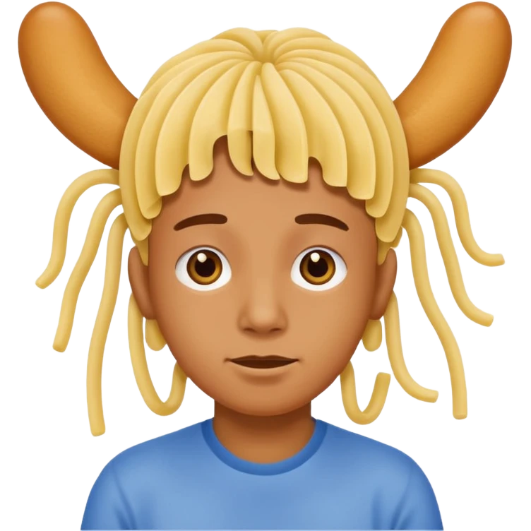 лапша висит на правом и левом ухе человека emoji