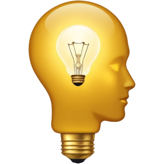 human head silhouette with a glowing light bulb inside emoji