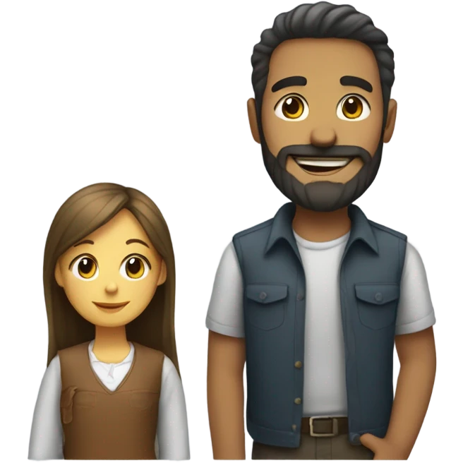 smiling girl with bearded man emoji