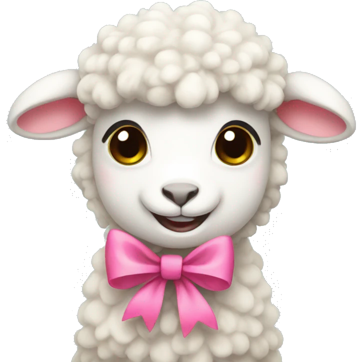 Furry lamb with pink bow emoji