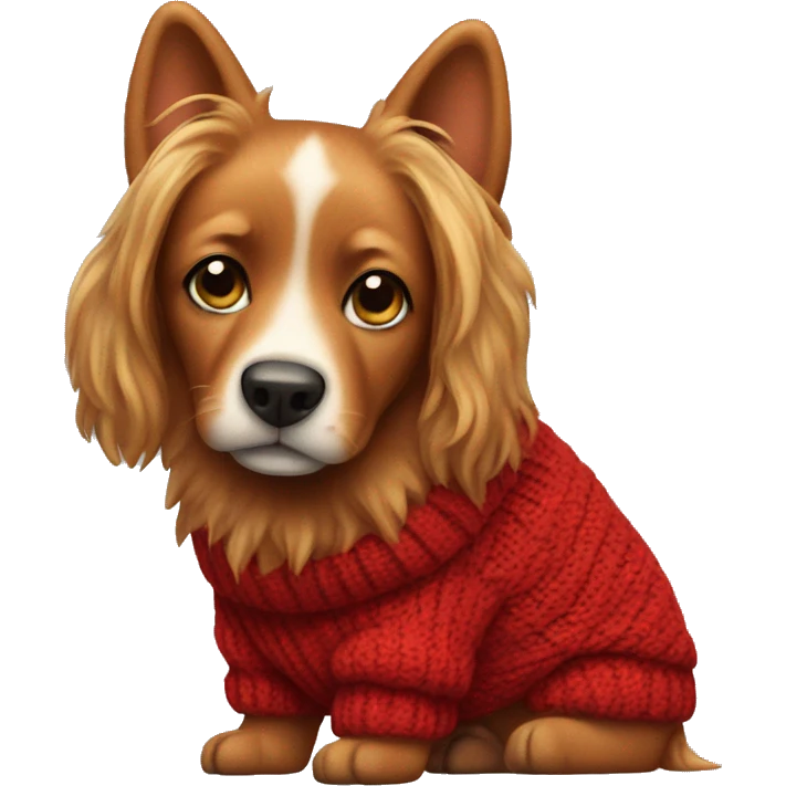 Red dog wearing sweater  emoji