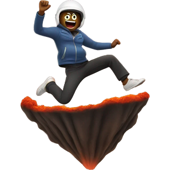 Person jumping in a volcano emoji