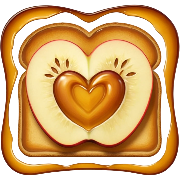 toast with apple slices on top, apples with a touch of caramel emoji