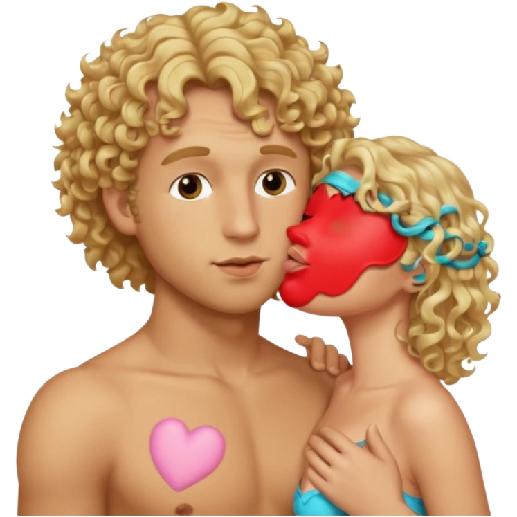 Blonde curly guy kissing boobs emoji
