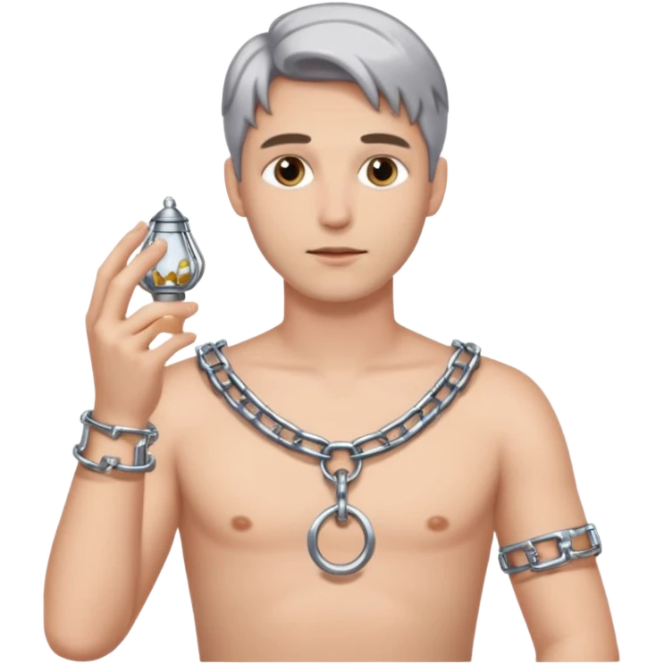 Submissive man wearing feminine clothes and chastity cage emoji