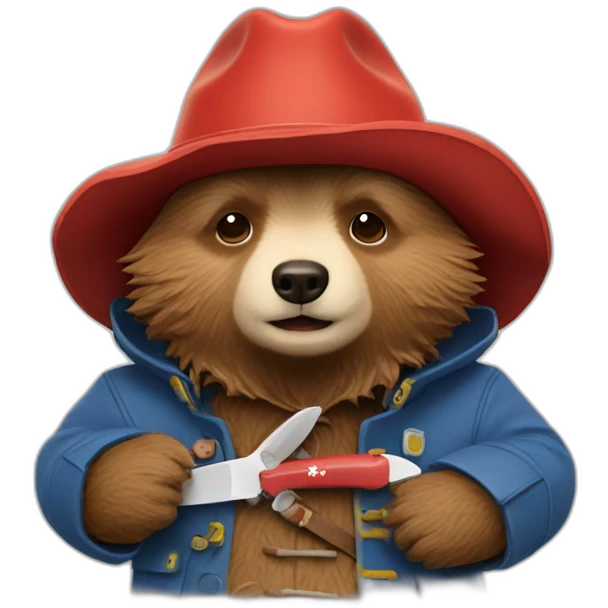 Paddington with Swiss army knife emoji