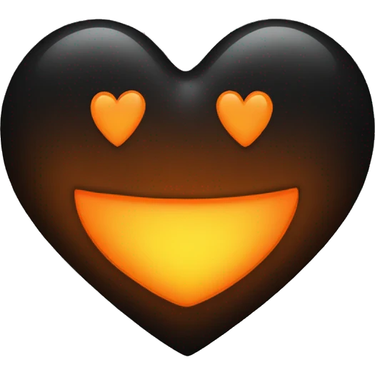 a black and orange glowing heart emoji