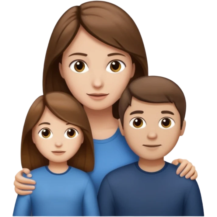 woman with long brown hair and fair skin, and man with short brown hair and fair skin, and a small child with light brown hair and fair skin next to the man.

 emoji