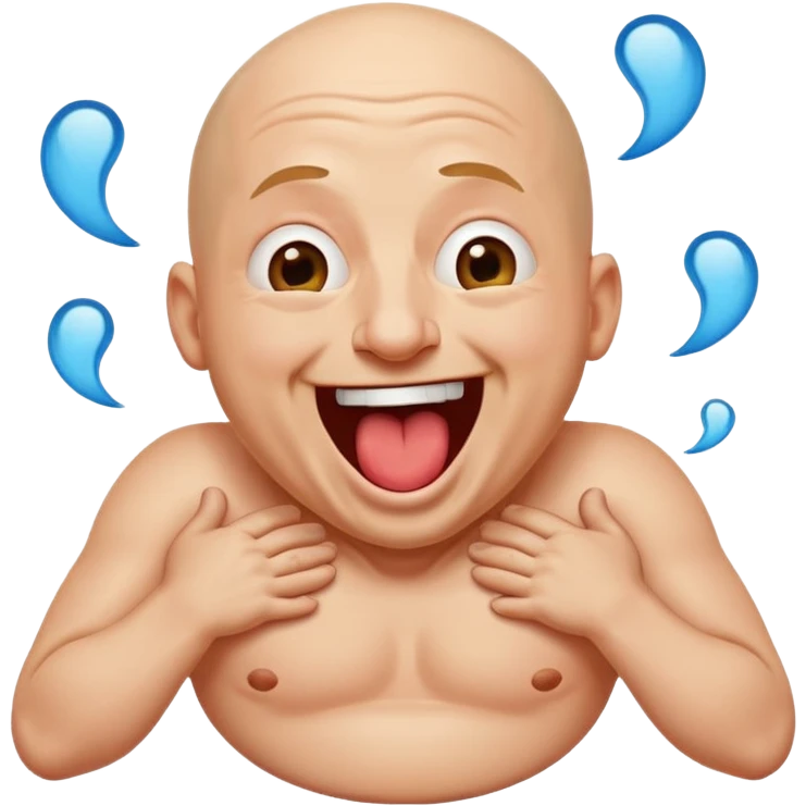 hilarious exaggerated laughing emoji face, bald man style or classic yellow emoji, mouth huge open laughing hysterically, tears flying everywhere, tongue out, holding belly or pointing, funny Greek meme energy, transparent background, cartoon vector, clean lines, 128x128, perfect for YouTube emoji" emoji