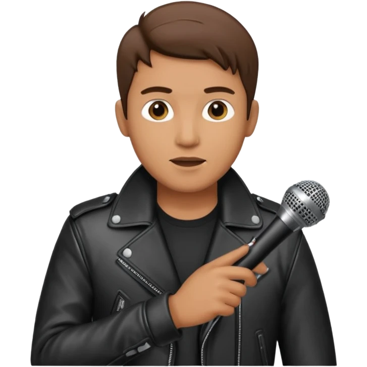 lether jacket man holding microphone emoji