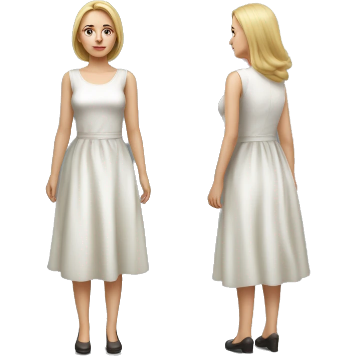 Russian woman full length in dress photorealistic serious emoji