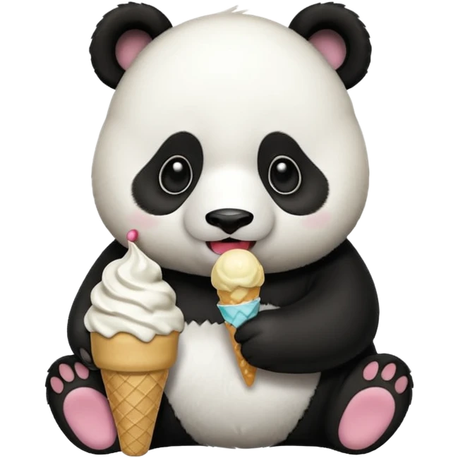 Panda eating ice cream emoji