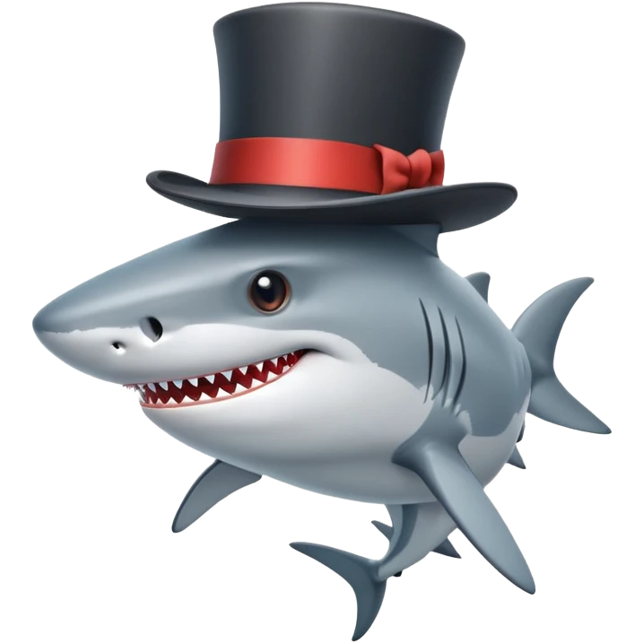 Shark with a top hat emoji