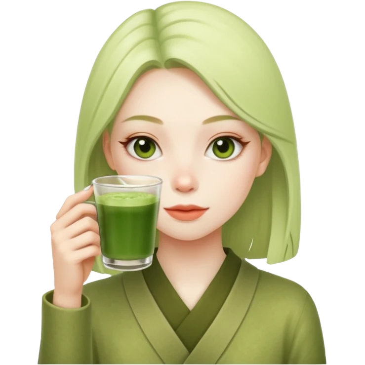 A Girl Drink a macha  emoji