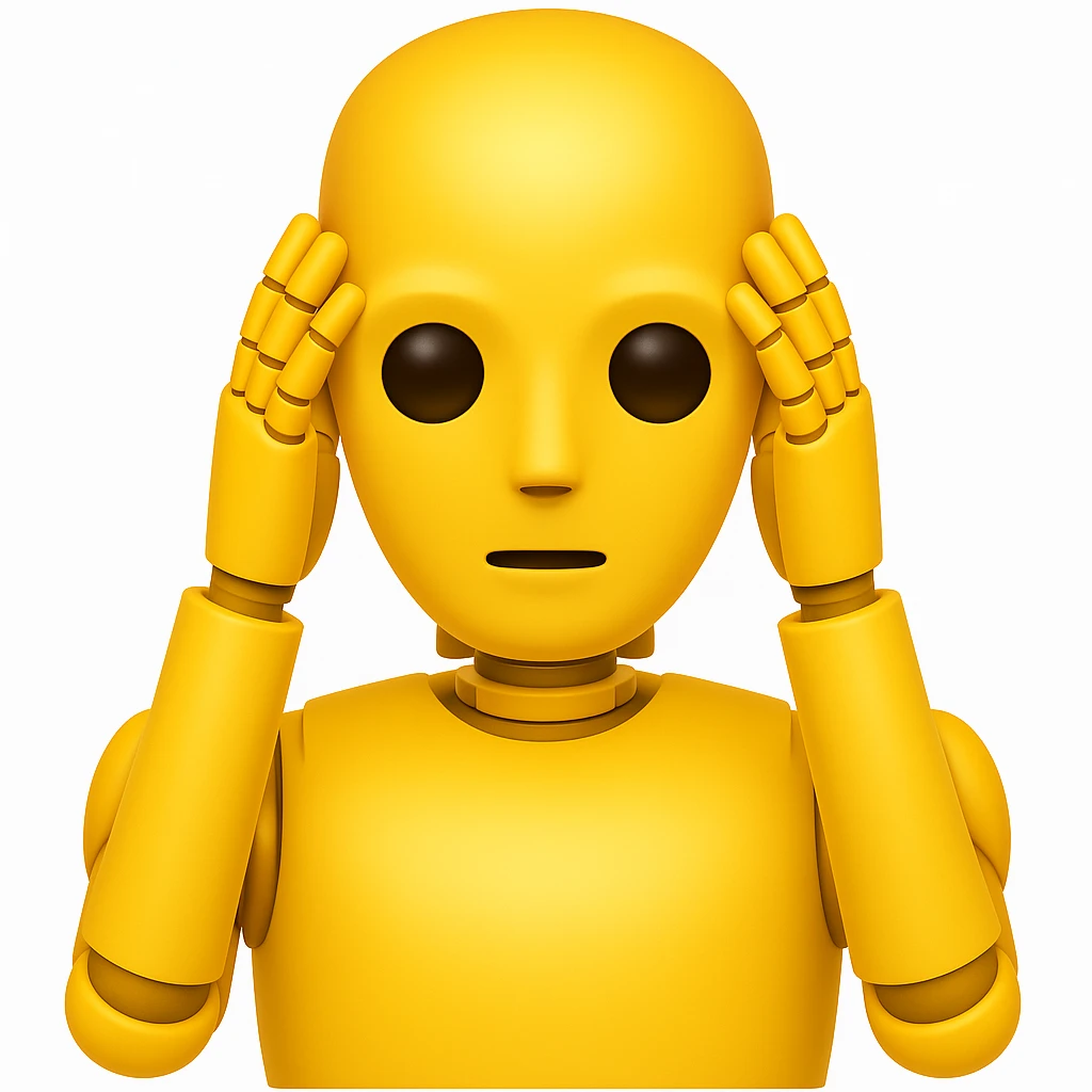 Change the robot to yellow in the style of apple emojis, focusing on concise and clear color change to yellow. emoji