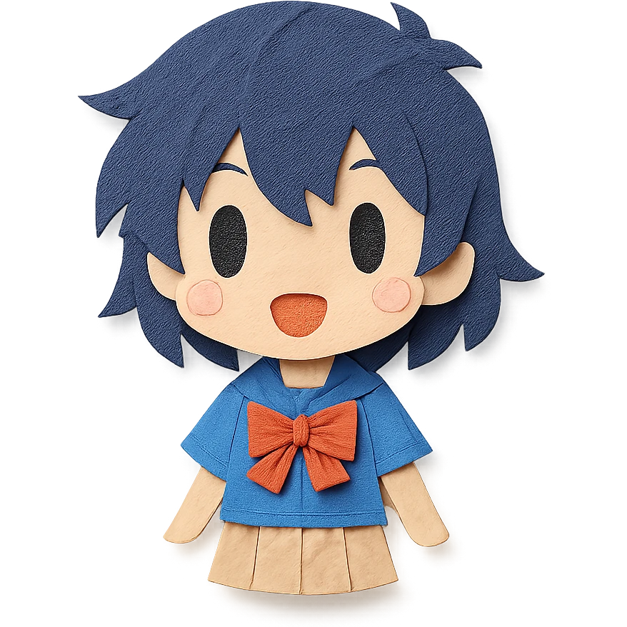 paper craft style anime character emoji