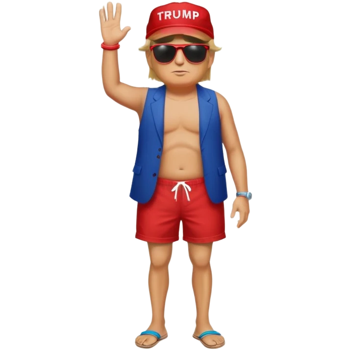 full body Trump standing in beach outfit emoji
