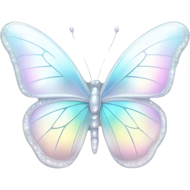 Sparkly glossy Pastel white iridescent glass crystal butterfly emoji