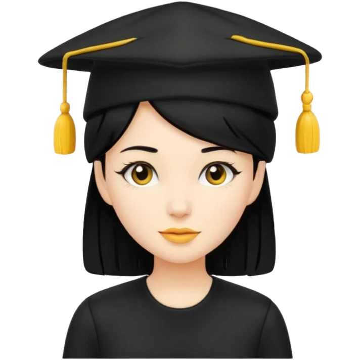 black haired women with black outfit and yellow hat emoji