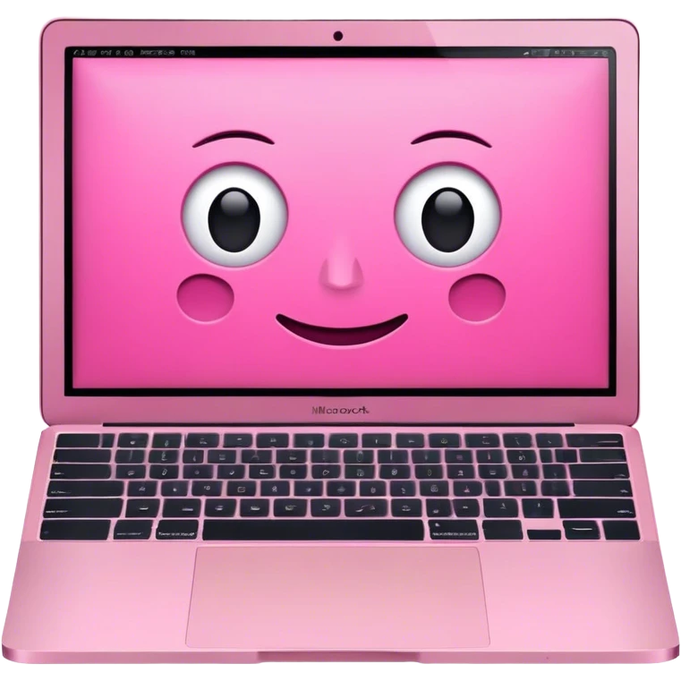 Pink MacBook with film for screen emoji