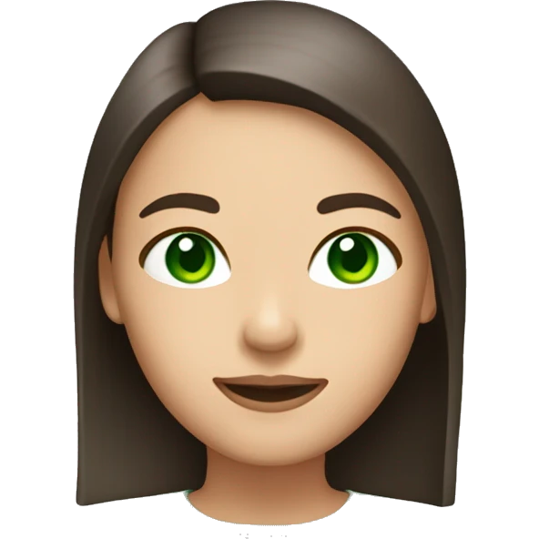 A brunette with straight hair and green eyes winks emoji