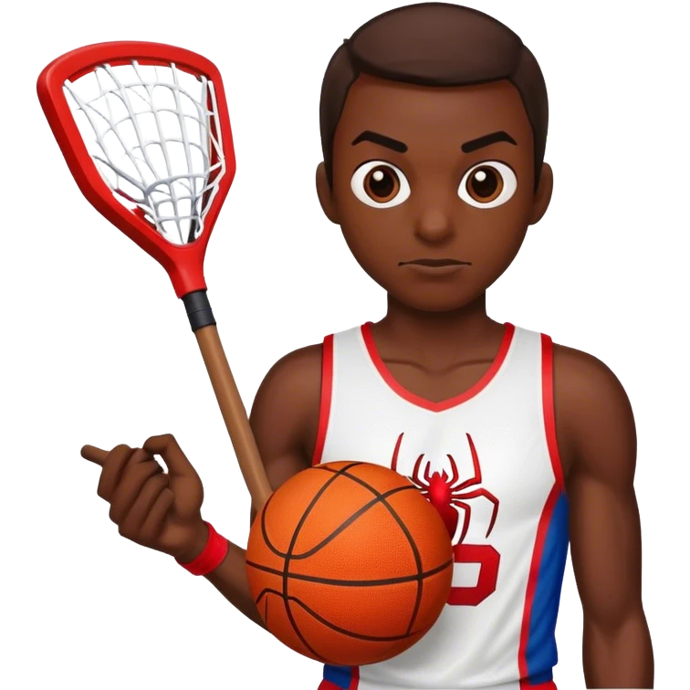 Spider-Man with a basketball and hockey stick emoji