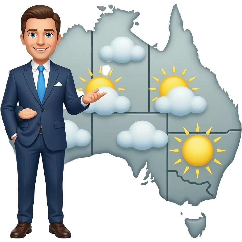 weatherman with Australia weather map emoji