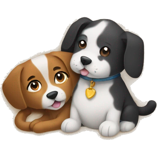 Generate an emoji of a cat and dog cuddling together on a fluffy rug, surrounded by cozy pillows, giving a warm and inviting vibe. emoji
