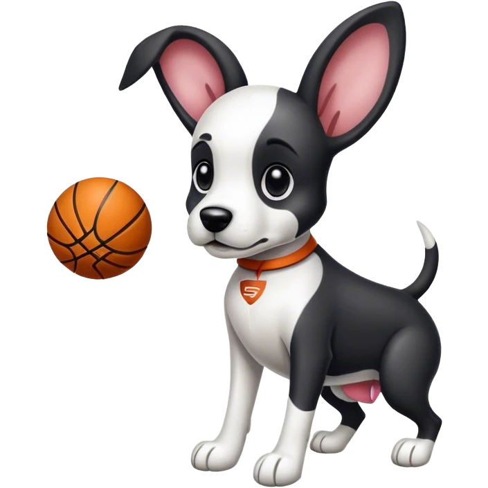 Basketball playing dog with long ears, that’s black and white emoji