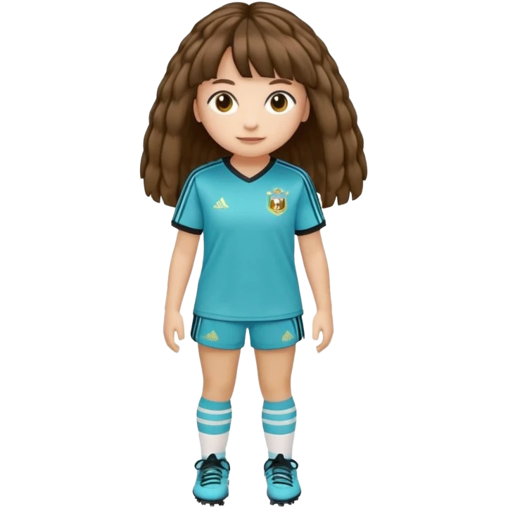 Crie um emoji de uma menina gordinha com o cabelo vermelho longo com uma franja reta casaco de gola alta da adidas emoji