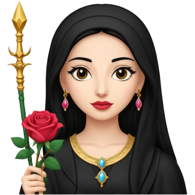 woman, arab, rose, scepter emoji