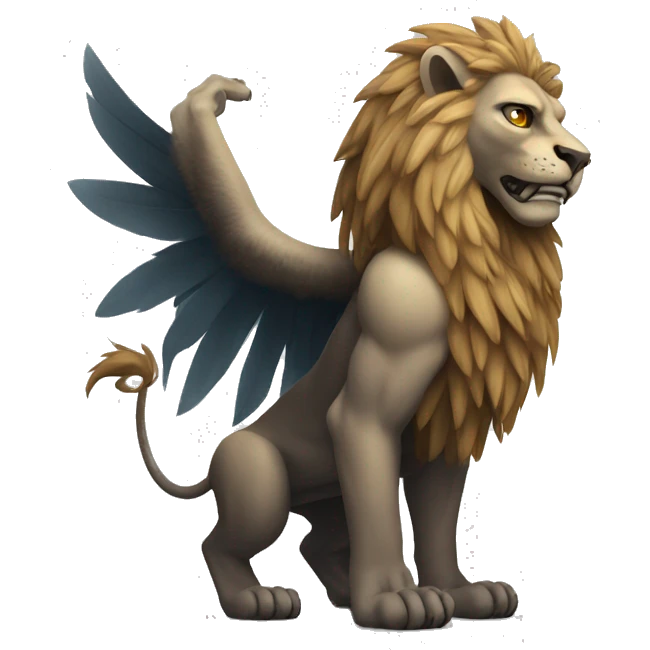 scary winged lion’s upper body with arms crossed emoji