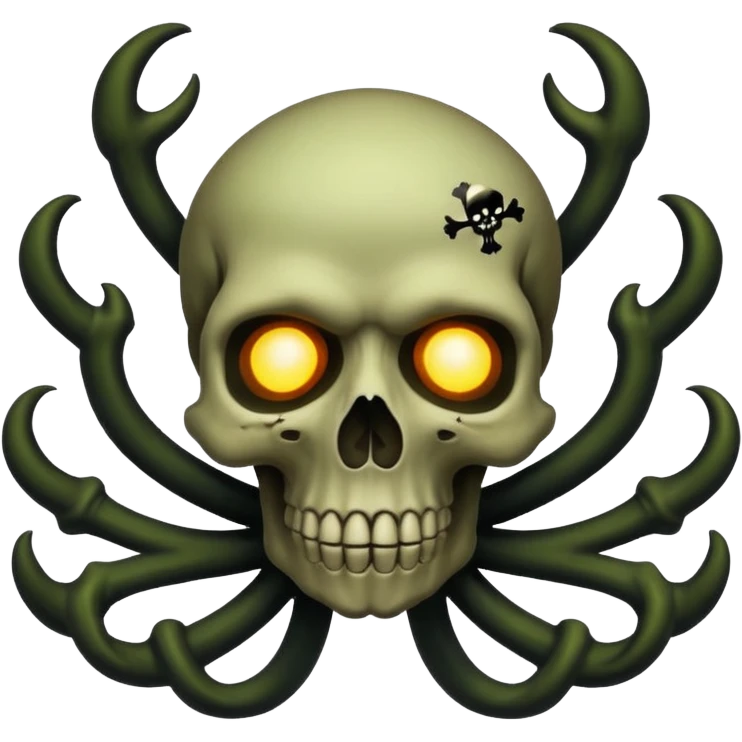 a poisonous cloud of gas, dark swamp color, with an image of a skull and two crossed bones behind the skull emoji
