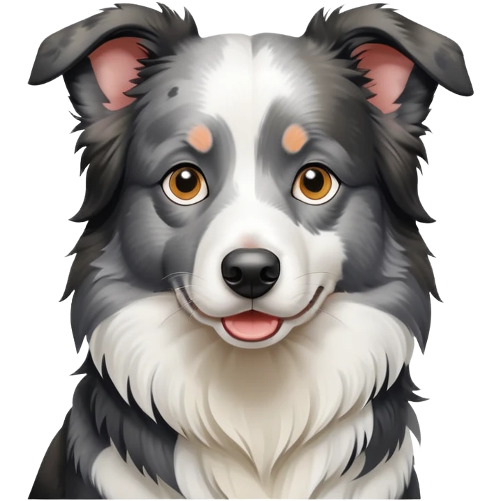A sitting Border Collie with gray and white spots on its body emoji